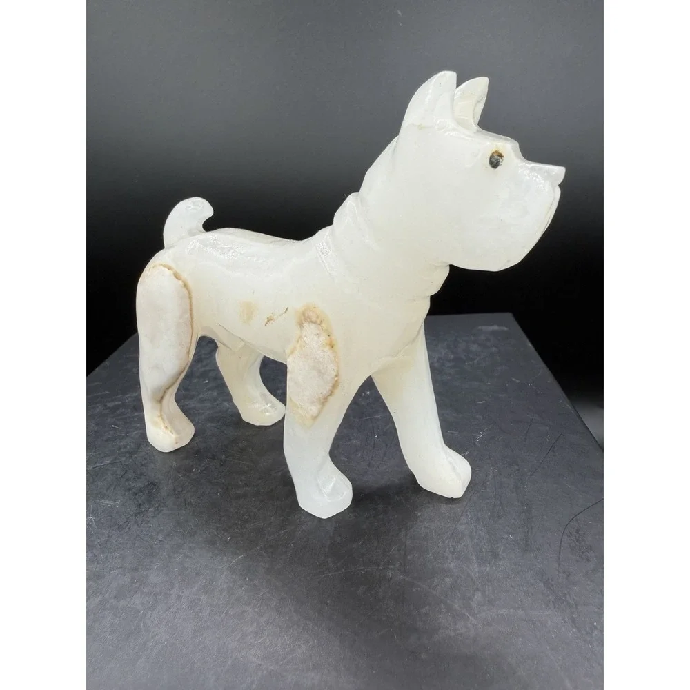 🐾🖤 Vintage Calcite Onyx Alert Dog Figurine 🖤🐾
